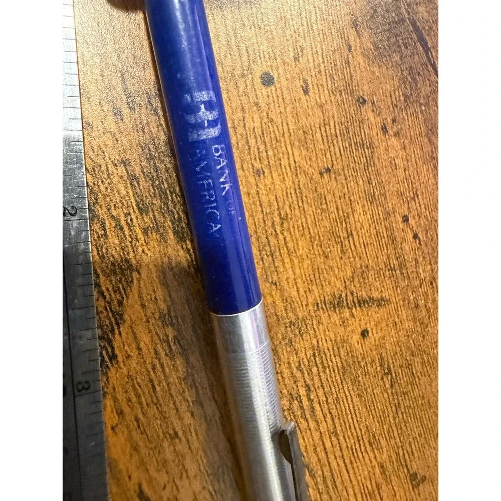 Vintage Bank of America Ballpoint Pen Blue Silver‎ Tone Retro Promo Advertising